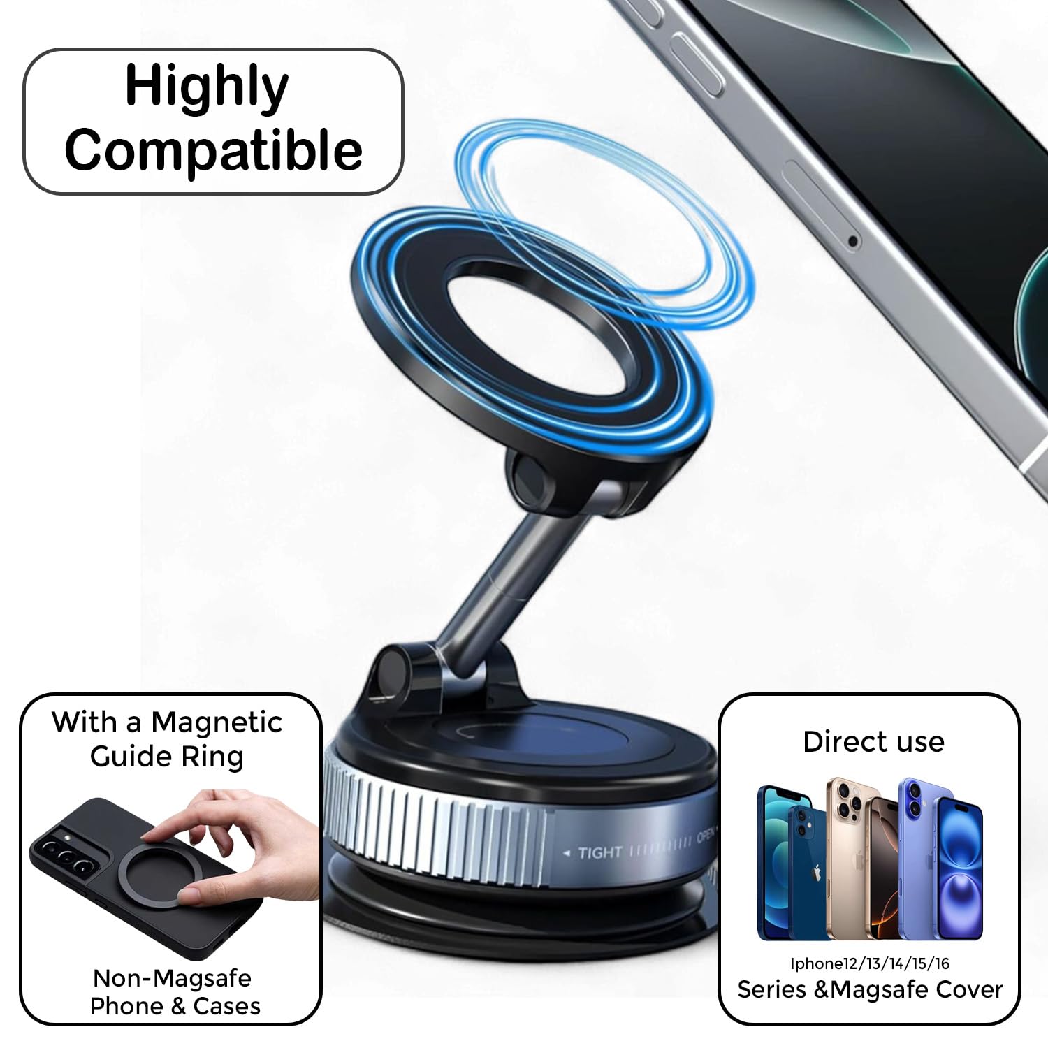 Pro Magnetic Car Phone Holder – 360° Rotation | Strong Suction | Universal Fit | 6-Month Warranty