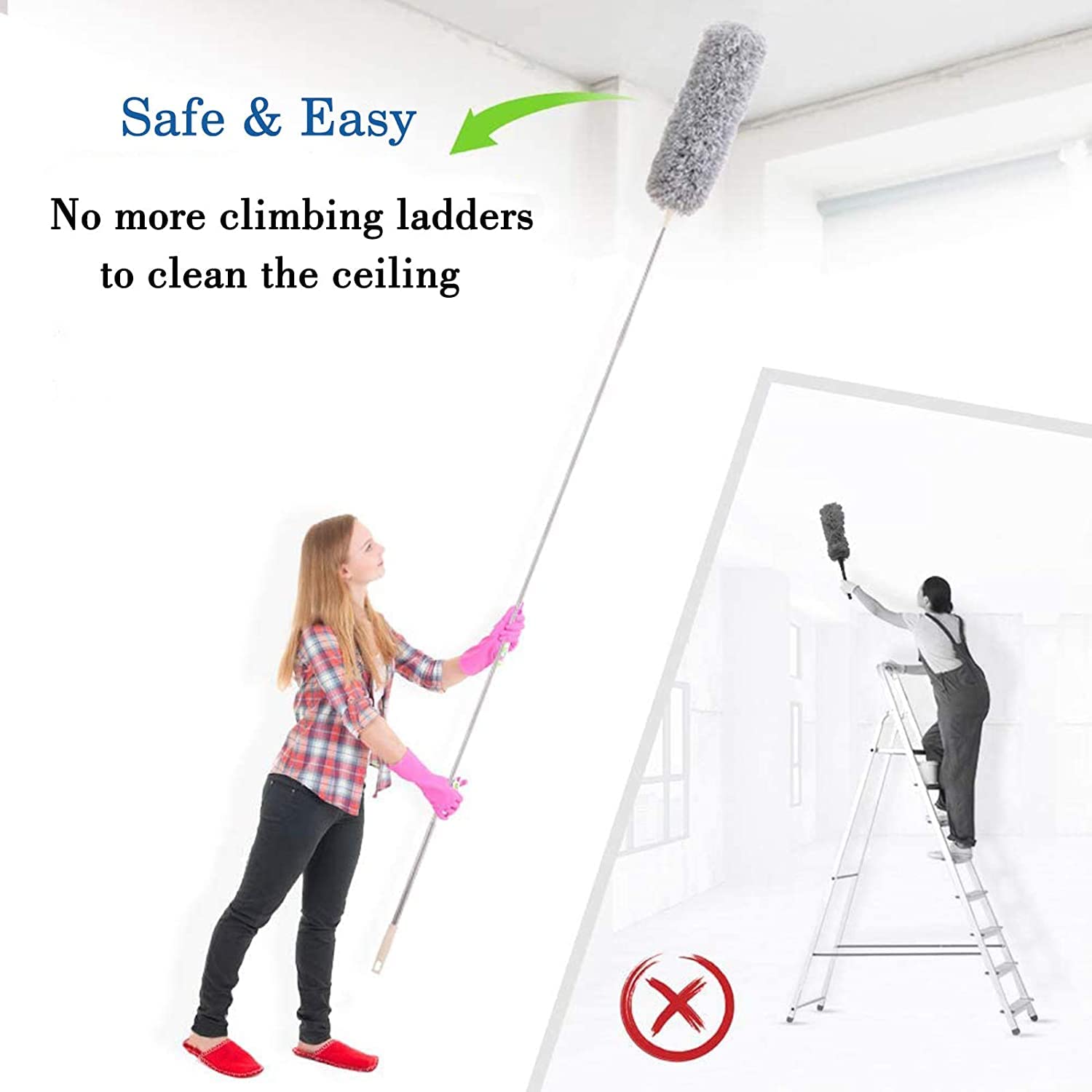 “Extendable Microfiber Duster for Ceiling Fans & High Areas – Telescopic Handle (Up to 100 inches)”
