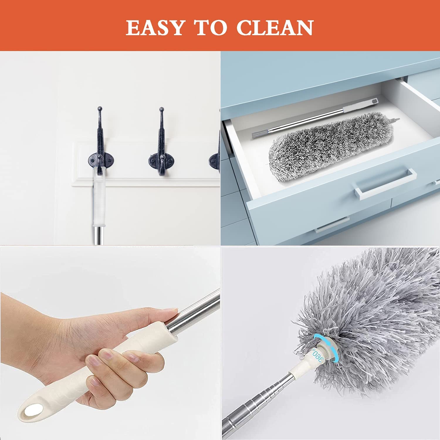 “Extendable Microfiber Duster for Ceiling Fans & High Areas – Telescopic Handle (Up to 100 inches)”