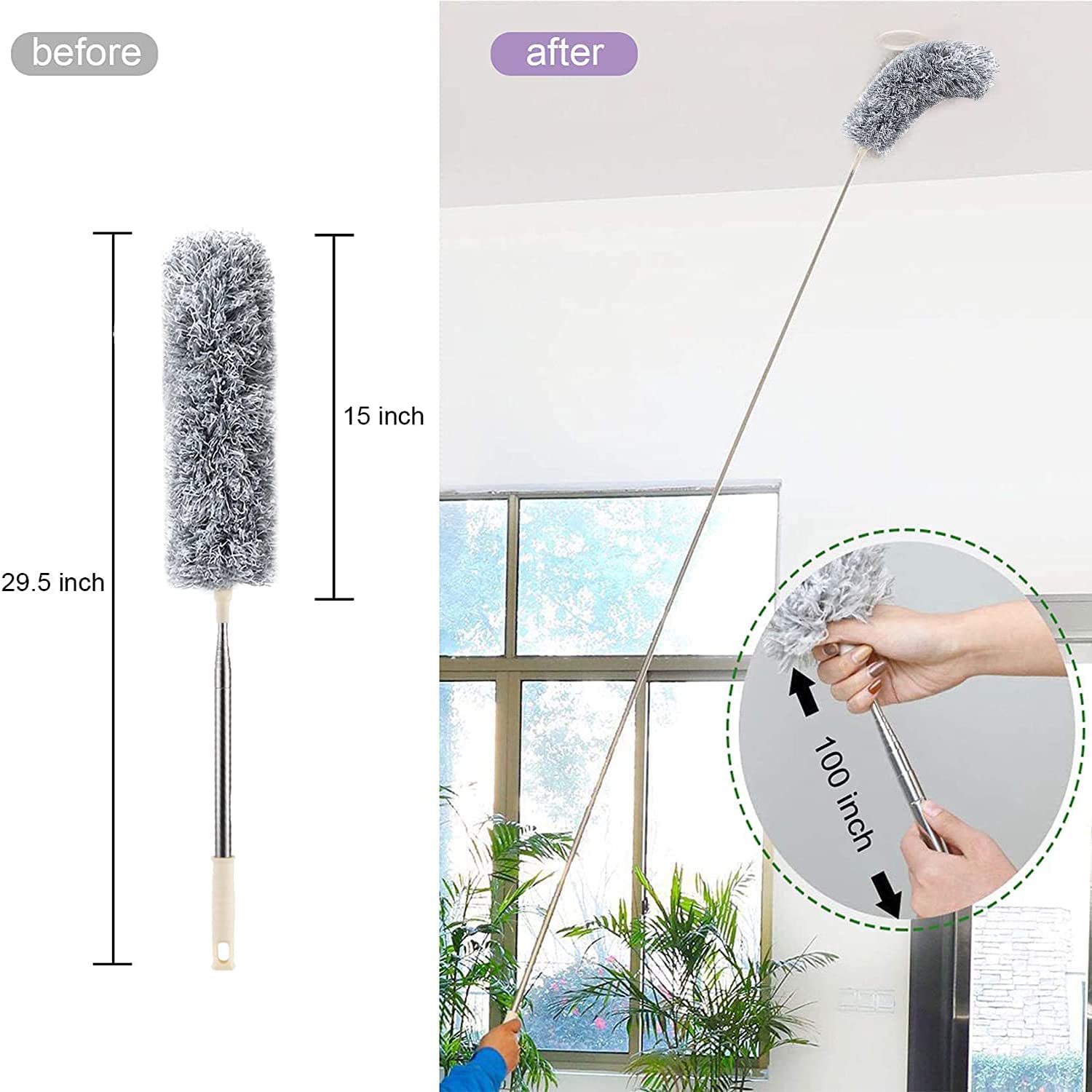 “Extendable Microfiber Duster for Ceiling Fans & High Areas – Telescopic Handle (Up to 100 inches)”