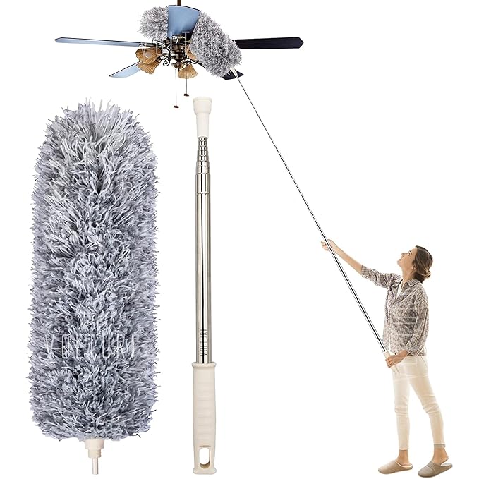 “Extendable Microfiber Duster for Ceiling Fans & High Areas – Telescopic Handle (Up to 100 inches)”