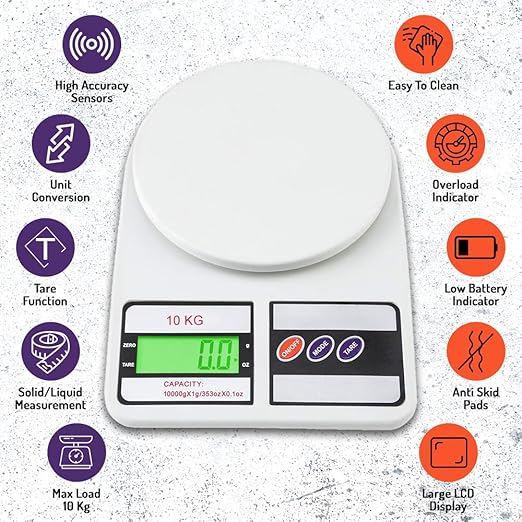 Digital Kitchen Weighing Scale – 10kg Capacity, LCD Display, Precision for Cooking, Baking & Fitnes